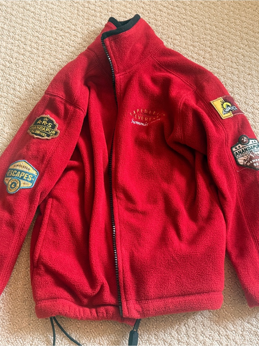 Disney Red Fleece Kids Jacket with Patch Details